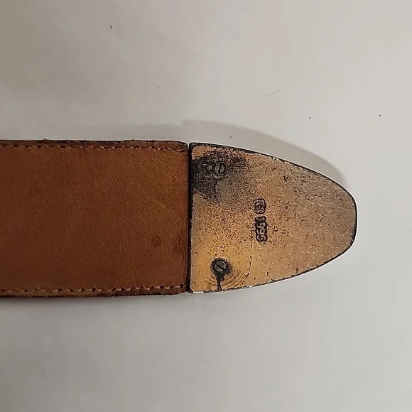 Brighton Museum Collection Black & Silver Unisex Sz L Leather Belt - Picture 8 of 8